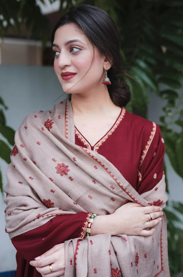 SF-350 Kashmiri Embroidered Maroon Suit