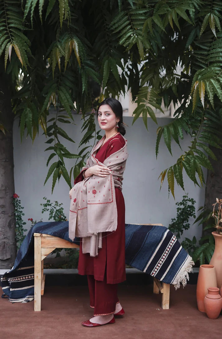 SF-350 Kashmiri Embroidered Maroon Suit